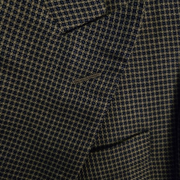 Hickey Freeman Silk Wool Blend Double-Breasted Brown Check Blazer Size 40R - Picture 3 of 6